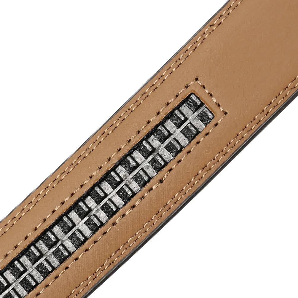 Premium Genuine Leather Dress Belt Straps for Men with Smooth Finish and Stitched Edges, 3.0-3.1 cm Width