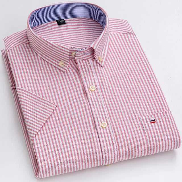 Classic Plaid Button-Down Men's Dress Shirts with Long Sleeves and Tailored Fit