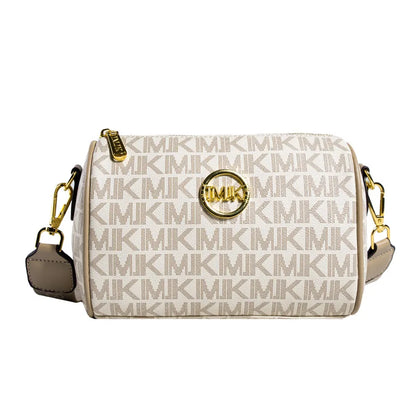 Luxury Monogram Shoulder Bag with Gold Accents and Adjustable Strap