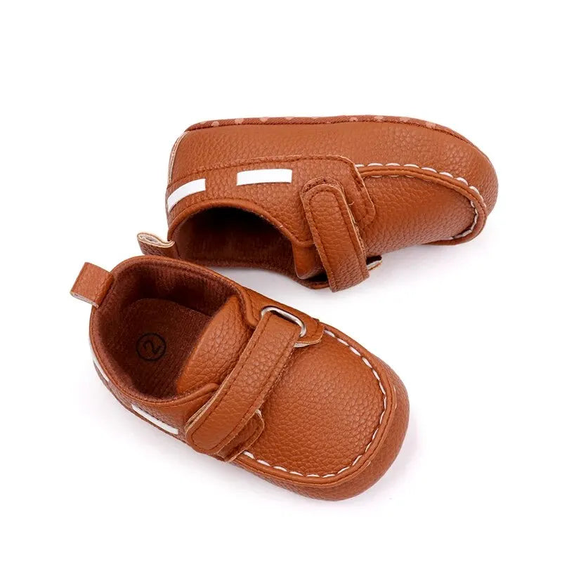 Soft Sole Baby Moccasins with Adjustable Hook & Loop Closure for Boys and Girls - Non-Slip First Walking Shoes with Durable Stitching