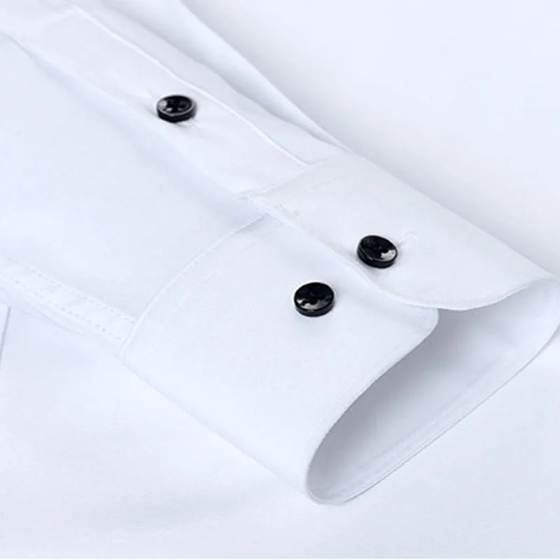 Men's Long Sleeve Stretchable Dress Shirt with Button-Down Front and Slim Fit Design for Formal and Casual Occasions