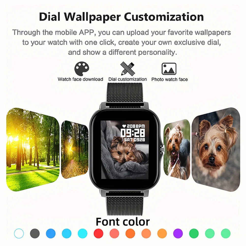 Smartwatch with Heart Rate Monitor, Full Touchscreen, and Bluetooth Call Function for Fitness Tracking and Notifications