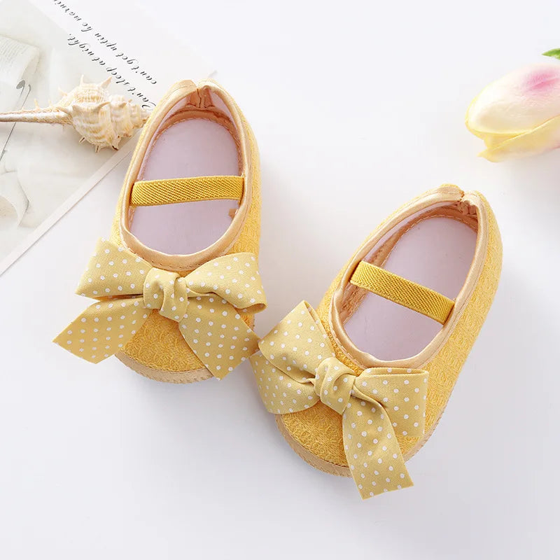 Soft Baby Mary Jane Flats with Large Bow Detail and Elastic Strap for Secure Fit