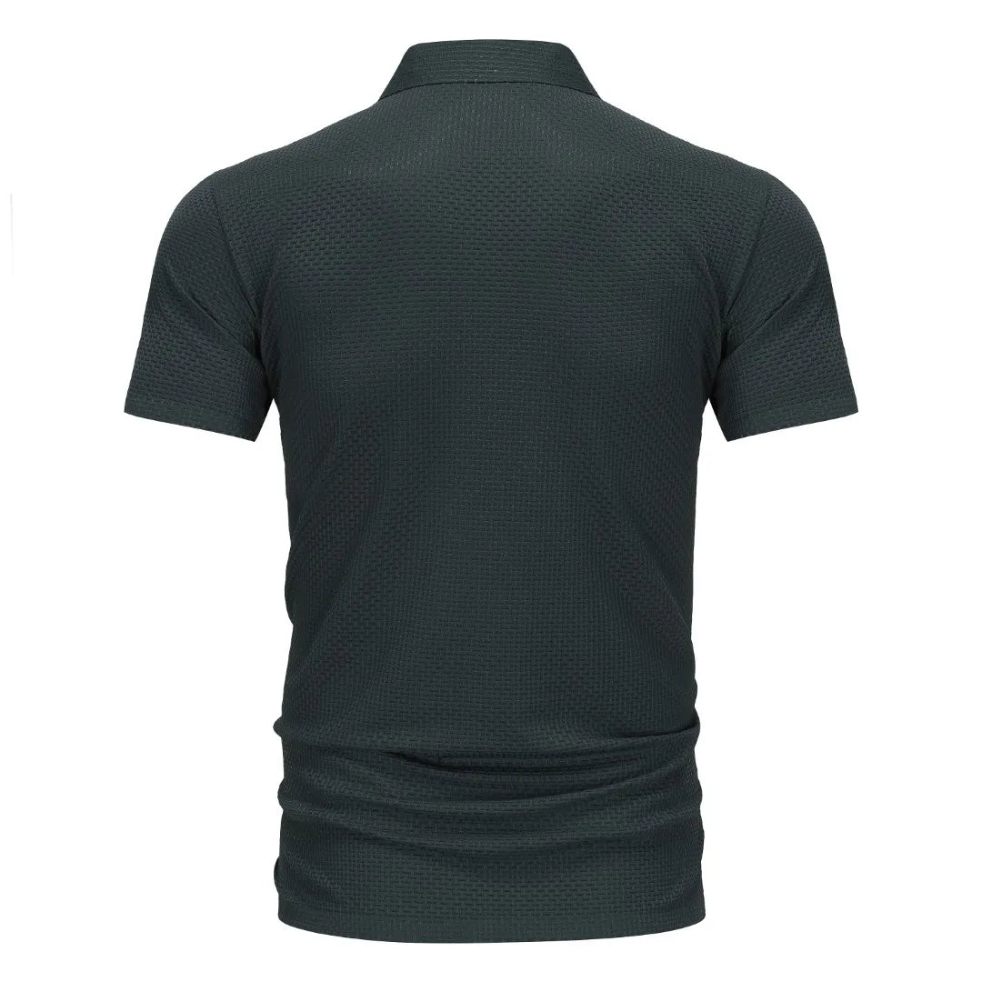 Men's Slim Fit Polo Shirt with Textured Knit Design and Button Placket for Stylish Casual Wear