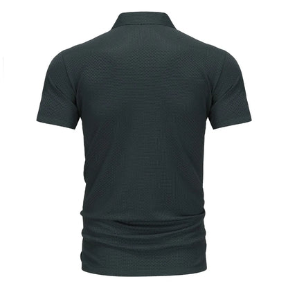 Men's Slim Fit Polo Shirt with Textured Knit Design and Button Placket for Stylish Casual Wear