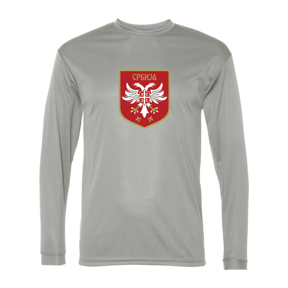 Men's Serbia National Football Soccer Team Logo Performance Long Sleeve T-Shirt