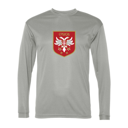 Men's Serbia National Football Soccer Team Logo Performance Long Sleeve T-Shirt