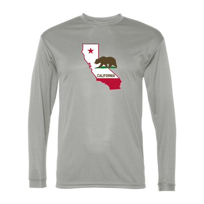 Men's  California Bear Map Performance Long Sleeve T-Shirt