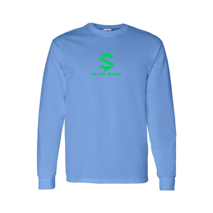 Men's Black Shark Logo Long Sleeve T-Shirt