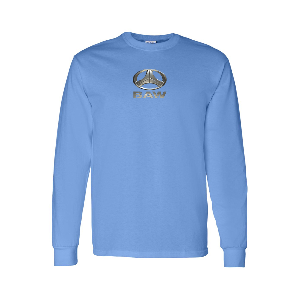 Youth Beijing Automobile Works Logo Cotton Long Sleeve T-Shirt