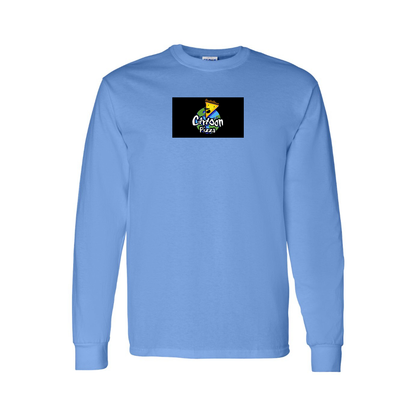 Youth Cartoon Pizza Logo Cotton Long Sleeve T-Shirt