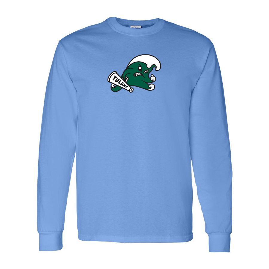 Men's Tulane Green Wave Logo  Cotton Long Sleeve T-Shirt
