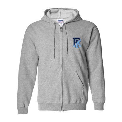 Men's Rhode Island Rams Logo Gildan  Heavy Blend Full Zip Hooded Sweatshirt