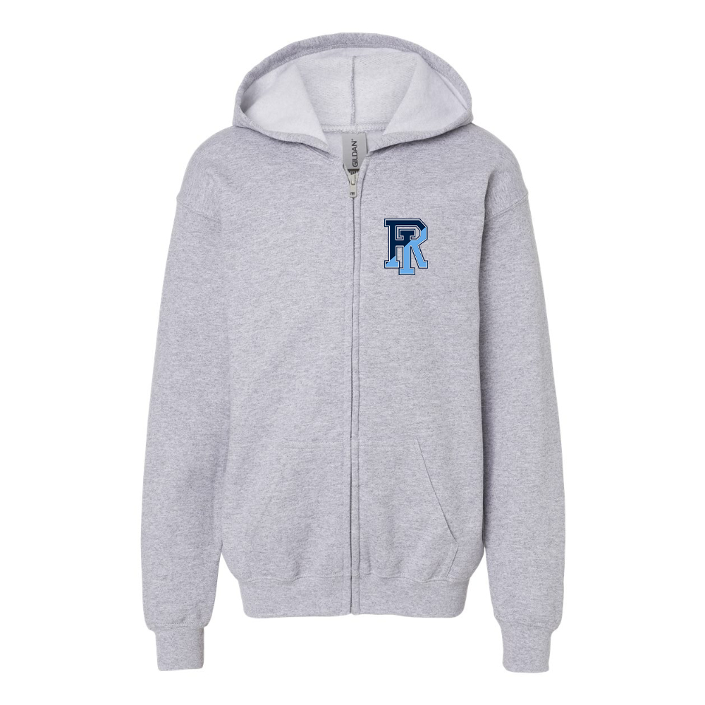 Gildan Heavy Blend Youth Rhode Island Rams Logo Full Zip Hooded Sweatshirt