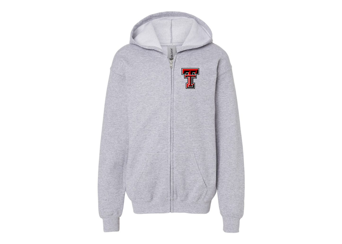 Gildan Heavy Blend Youth Texas Tech Red Raiders Full Zip Hooded Sweatshirt