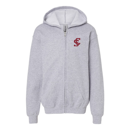 Gildan Heavy Blend Youth Santa Clara Broncos Logo Full Zip Hooded Sweatshirt