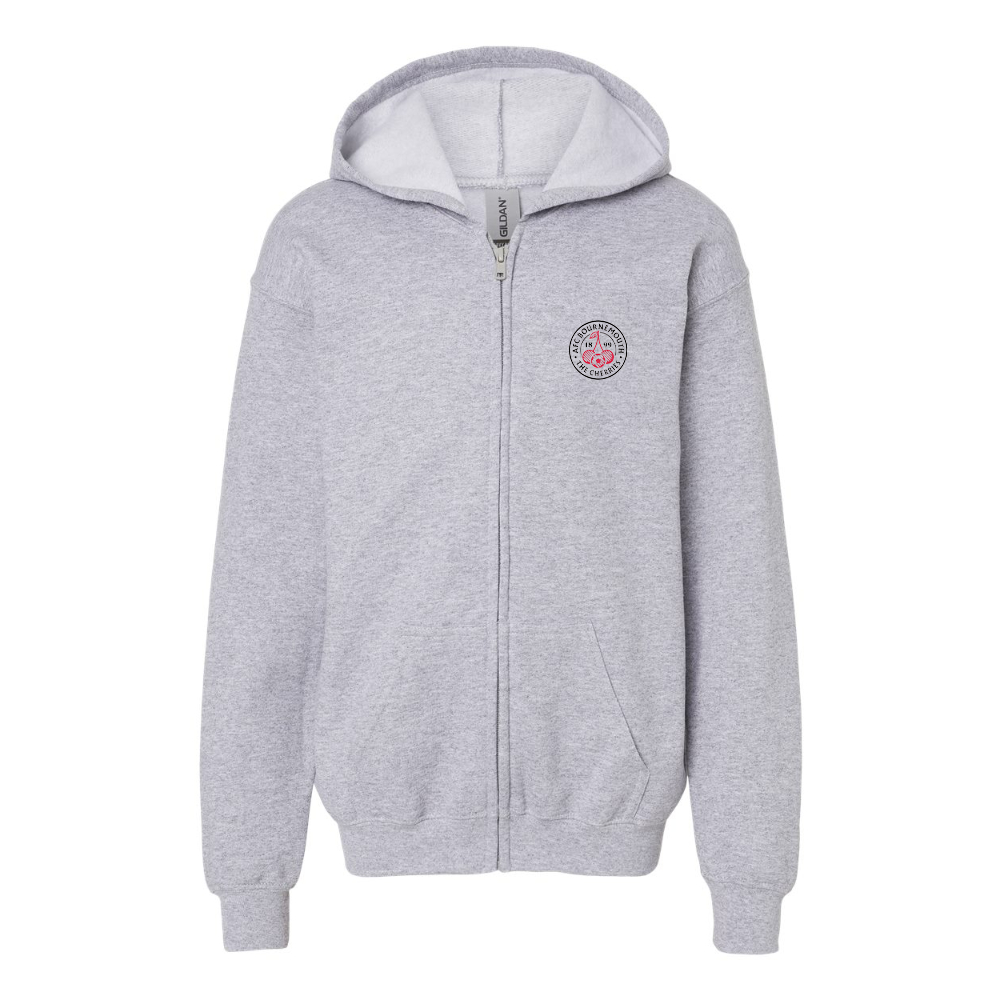 Gildan Heavy Blend Youth AFC Bournemouth Soccer Logo Full Zip Hooded Sweatshirt