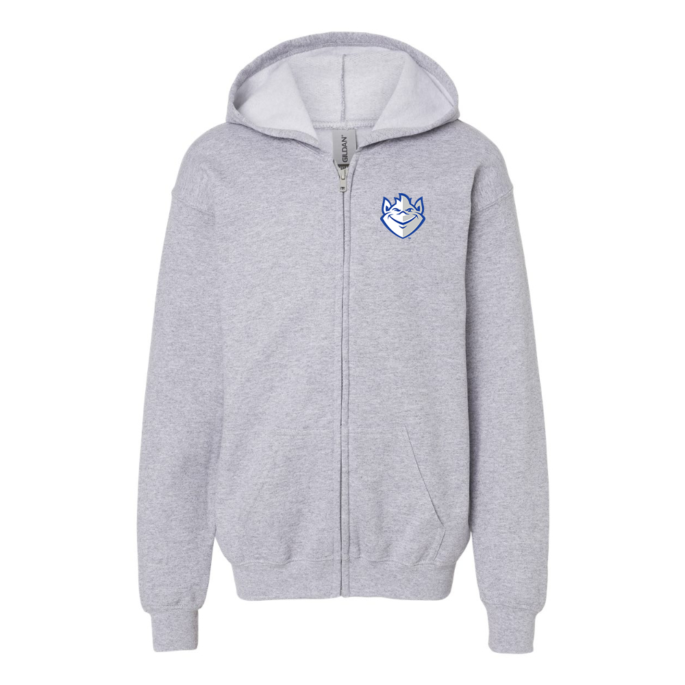 Gildan Heavy Blend Youth Saint Louis Billikens Logo Full Zip Hooded Sweatshirt