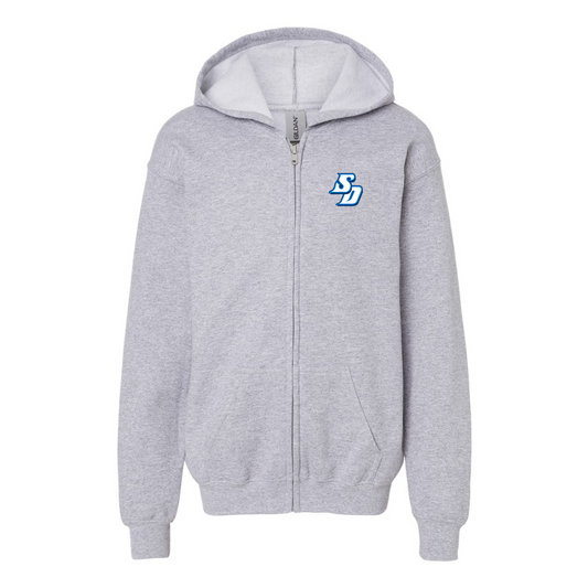 Gildan Heavy Blend Youth San Diego Toreros Logo Full Zip Hooded Sweatshirt