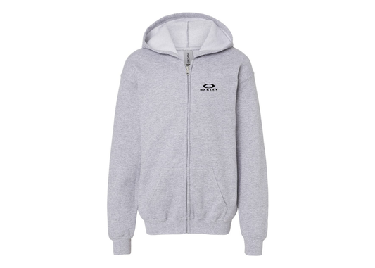 Gildan Heavy Blend Youth Oakley Logo Full Zip Hooded Sweatshirt