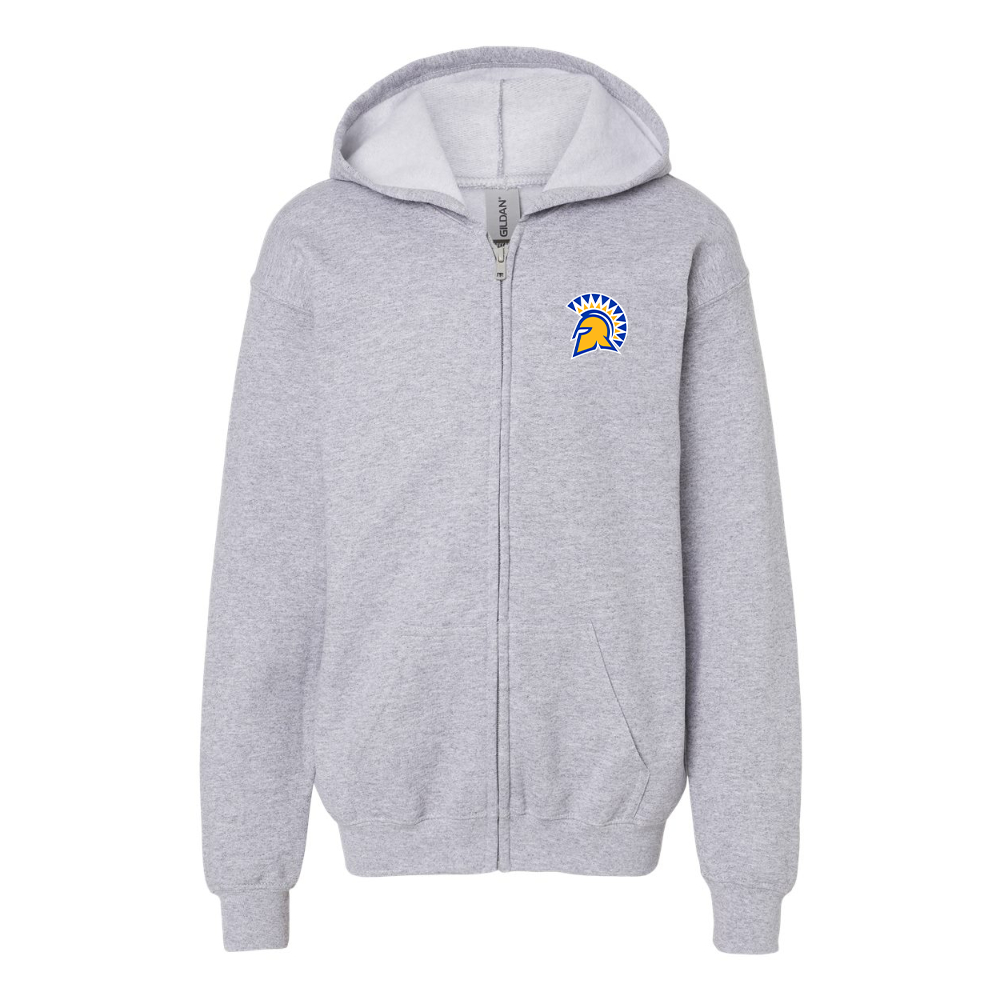 Gildan Heavy Blend Youth San Jose State Spartans Logo Full Zip Hooded Sweatshirt
