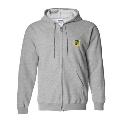 Men's San Francisco Dons Logo Gildan  Heavy Blend Full Zip Hooded Sweatshirt