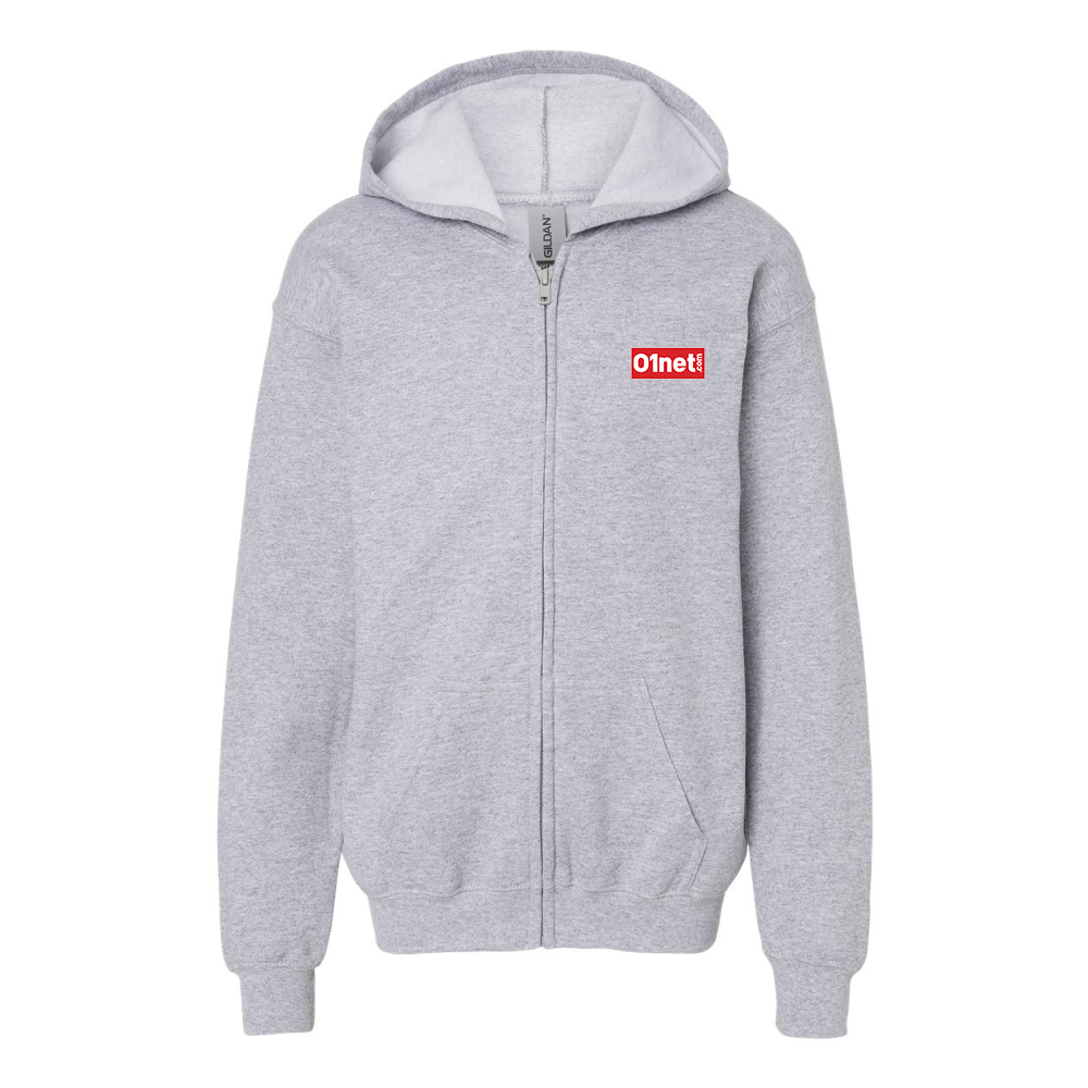 Gildan Heavy Blend Youth 01net Logo Full Zip Hooded Sweatshirt