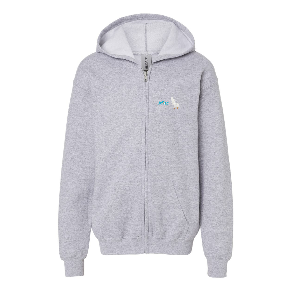 Gildan Heavy Blend Youth Aflac Logo and Duck Full Zip Hooded Sweatshirt