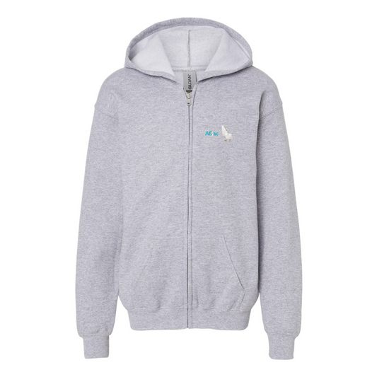 Gildan Heavy Blend Youth Aflac Logo and Duck Full Zip Hooded Sweatshirt