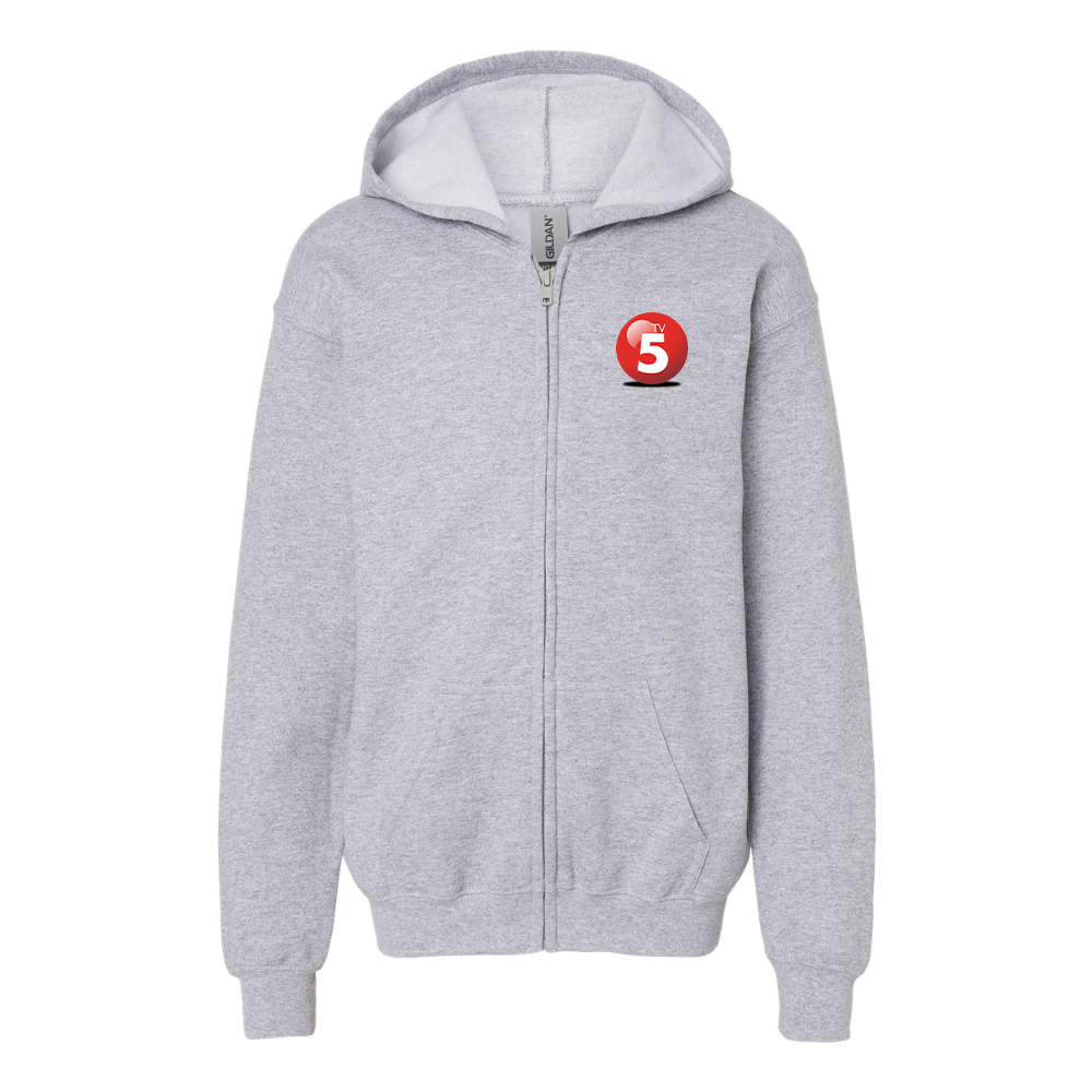 Gildan Heavy Blend Youth ABC TV5 Logo Full Zip Hooded Sweatshirt