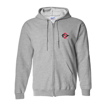 Men's San Diego State Aztecs Logo Gildan  Heavy Blend Full Zip Hooded Sweatshirt