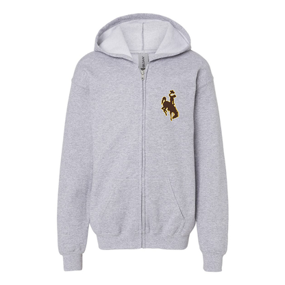 Gildan Heavy Blend Youth Wyoming Cowboys Full Zip Hooded Sweatshirt