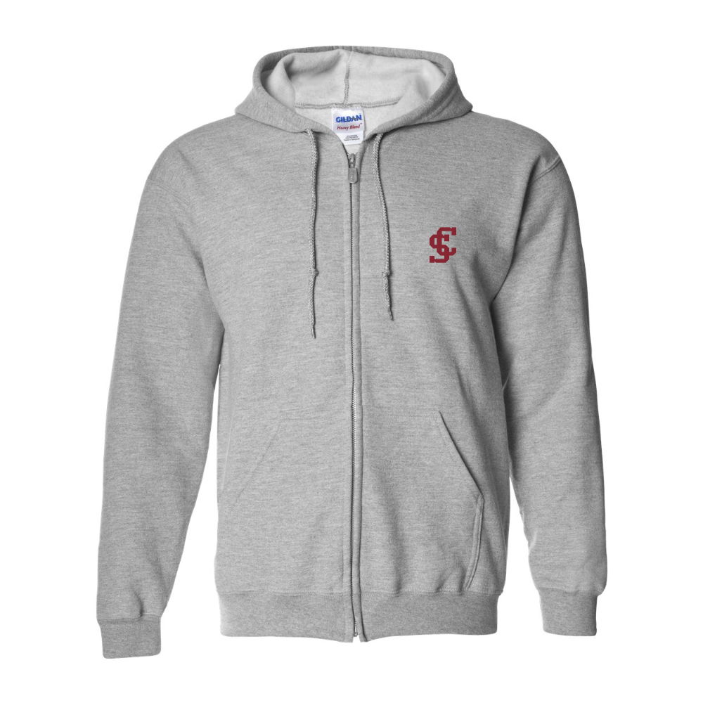 Men's Santa Clara Broncos Logo Gildan  Heavy Blend Full Zip Hooded Sweatshirt