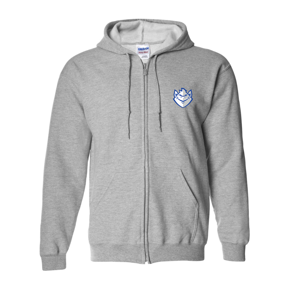 Men's Saint Louis Billikens Logo Gildan  Heavy Blend Full Zip Hooded Sweatshirt