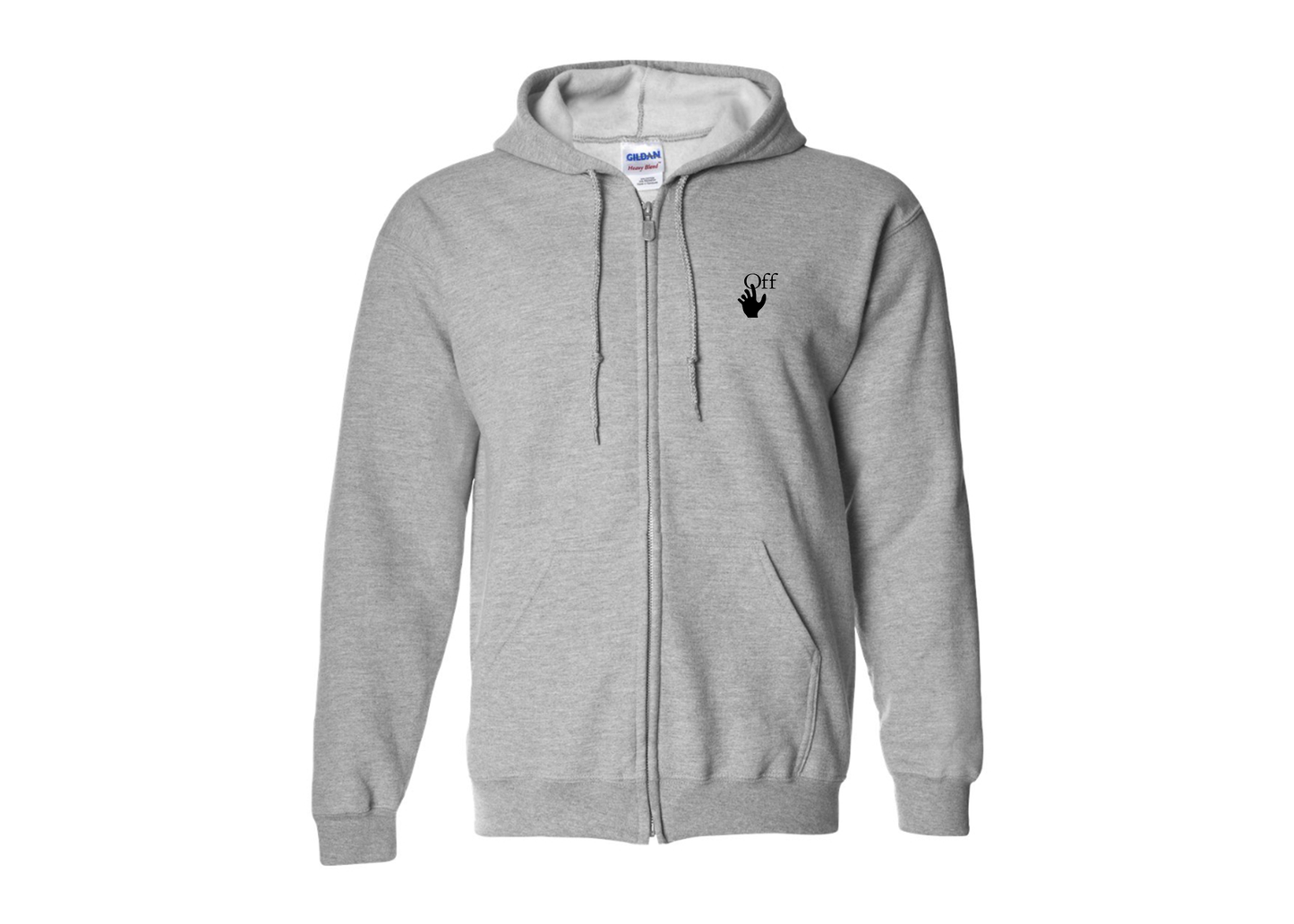 Men's Off-White Hand Gildan  Heavy Blend Full Zip Hooded Sweatshirt