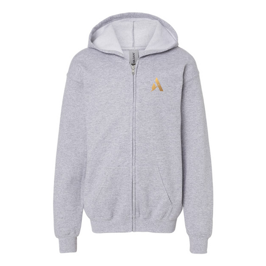 Gildan Heavy Blend Youth Accor Golden Logo Full Zip Hooded Sweatshirt