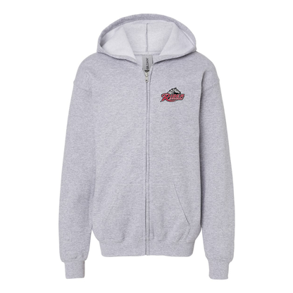 Gildan Heavy Blend Youth Rider Broncs Logo Full Zip Hooded Sweatshirt