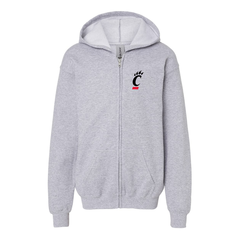 Youth Cincinnati Bearcats Gildan Heavy Blend Full Zip Hooded Sweatshirt