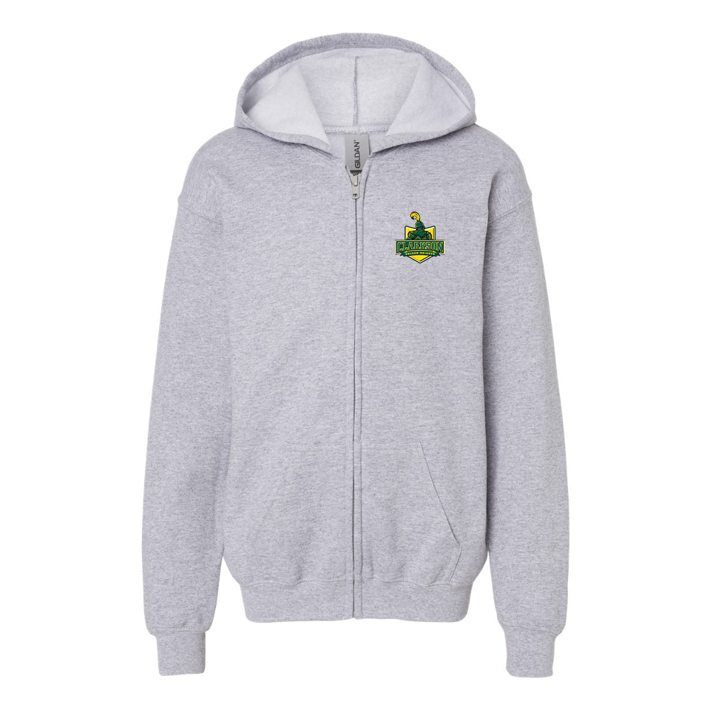 Youth Clarkson Golden Knights Gildan Heavy Blend Full Zip Hooded Sweatshirt