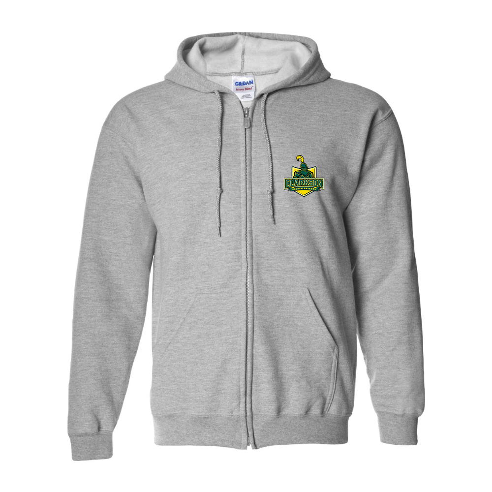 Men's Clarkson Golden Knights Gildan  Heavy Blend Full Zip Hooded Sweatshirt