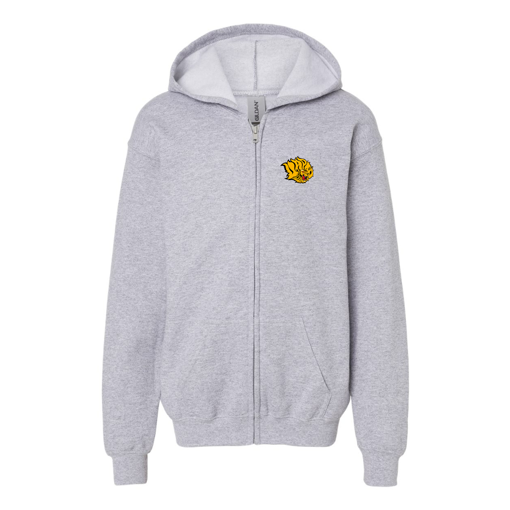 Youth   Arkansas PB Golden Lions Gildan Heavy Blend Full Zip Hooded Sweatshirt