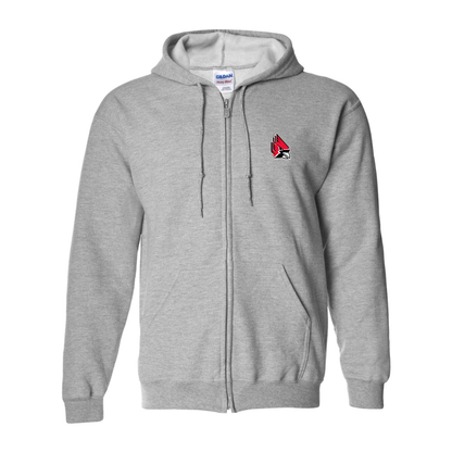 Men's  Ball State Cardinals Gildan  Heavy Blend Full Zip Hooded Sweatshirt