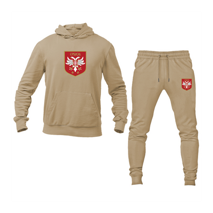 Men's Serbia National Football Soccer Team Logo Hoodie Joggers Set