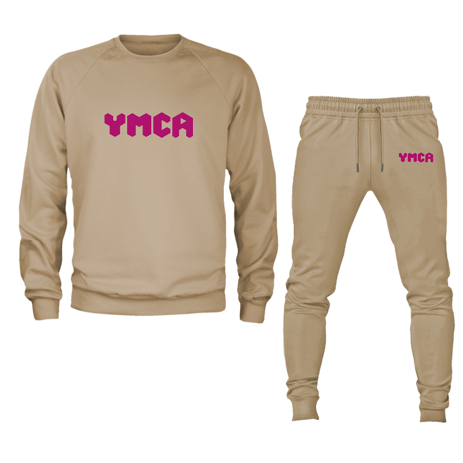 Men's   YMCA Mauve  Crewneck Sweatshirt Joggers Suit