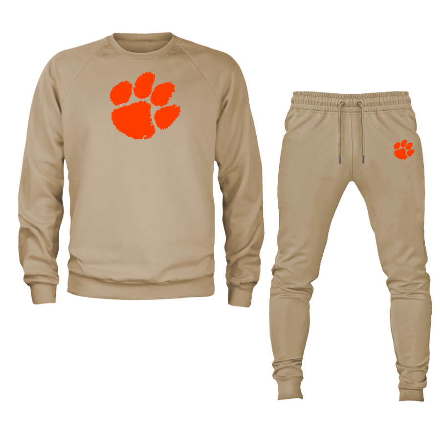 Men's Clemson Tigers Crewneck Sweatshirt Joggers Suit