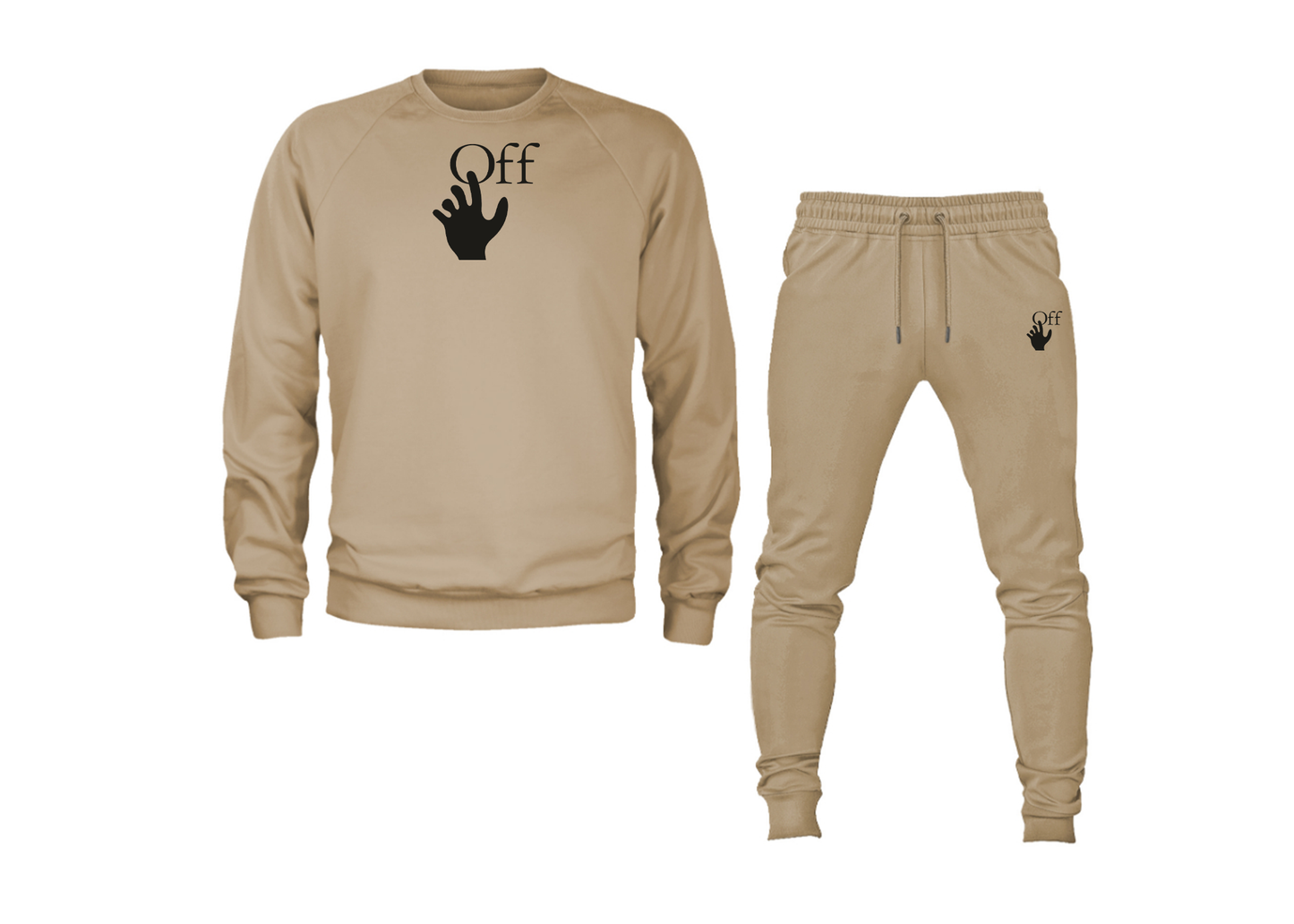 Men's Off-White Hand Crewneck Sweatshirt Joggers Suit