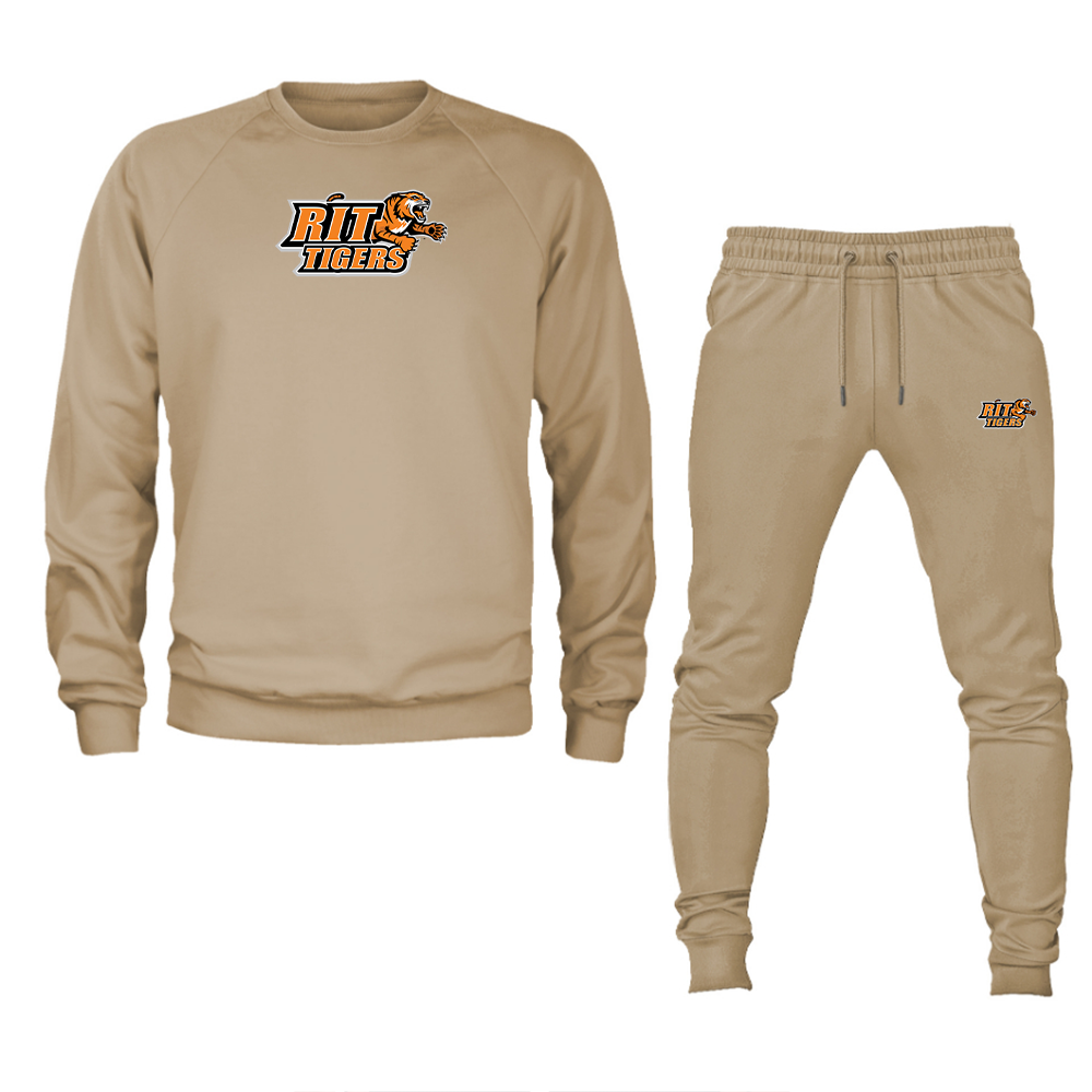 Men's RIT Tigers Logo Crewneck Sweatshirt Joggers Suit