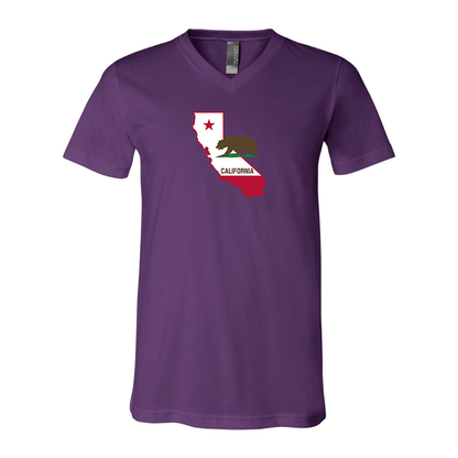 California Bear Map  BELLA  CANVAS - Jersey V-Neck T-Shirt