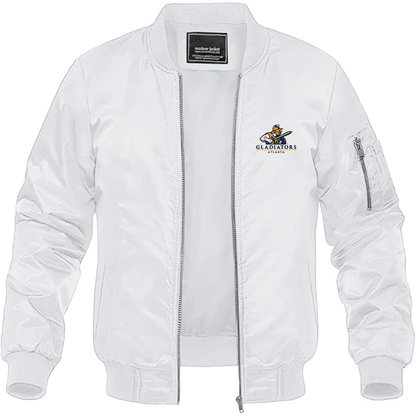 Men's Atlanta Gladiators Logo Lightweight Bomber Jacket Windbreaker Softshell Varsity Jacket Coat