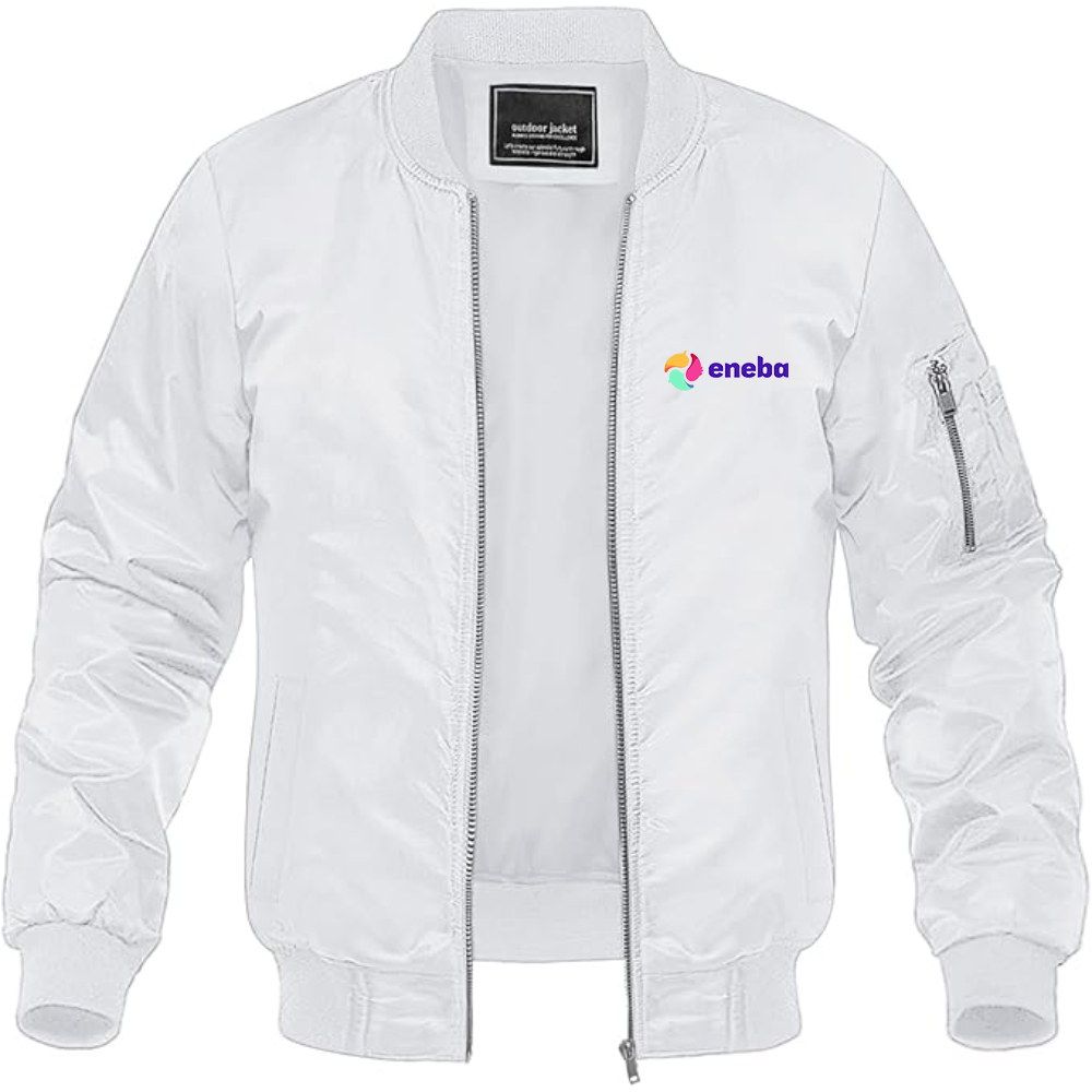 Men's Eneba Logo Lightweight Bomber Jacket Windbreaker Softshell Varsity Jacket Coat